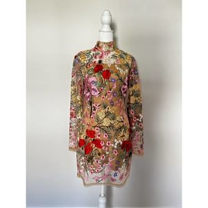 Erin Embroidered Mini Dress - Nude/combo